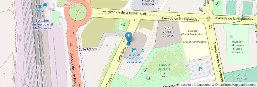 Mapa de ubicacion de Estación de Autobuses en Espagne, Estrémadure, Cáceres, Cáceres, Cáceres.