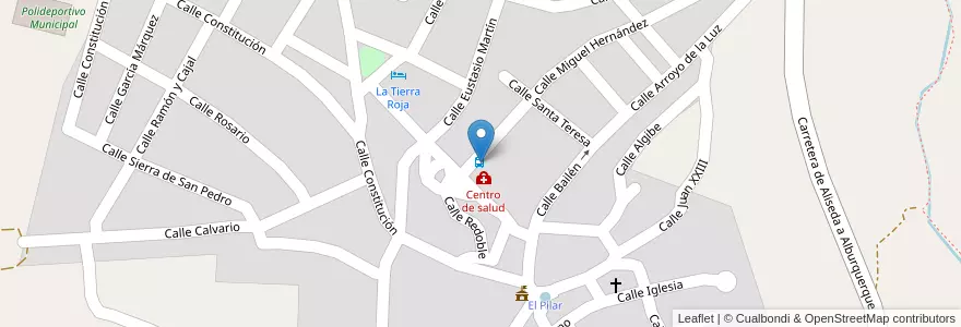 Mapa de ubicacion de Estación de autobuses en Espanha, Estremadura, Cáceres, Tajo-Salor, Cáceres, Cáceres, Aliseda.