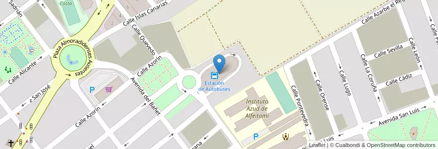 Mapa de ubicacion de Estación de Autobuses en Испания, Валенсия, Аликанте, Вега-Баха-Дель-Сегура, Almoradí.