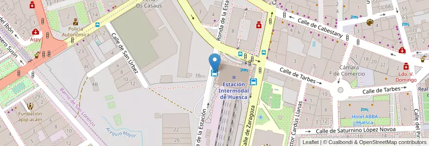 Mapa de ubicacion de Estación de Autobuses en إسبانيا, أرغون, وشقة, Hoya De Huesca / Plana De Uesca, وشقة.
