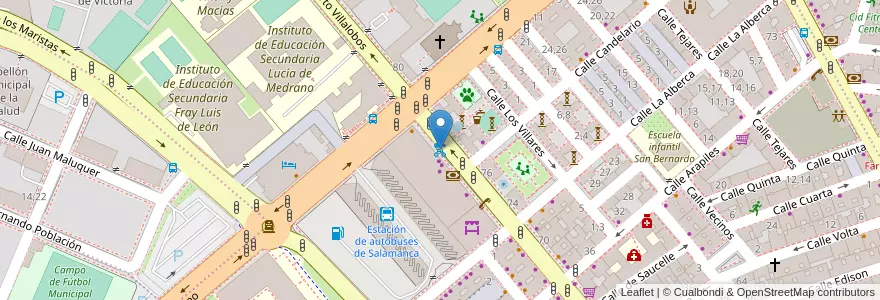 Mapa de ubicacion de Estación de autobuses en 스페인, Castilla Y León, Salamanca, Campo De Salamanca, Salamanca.