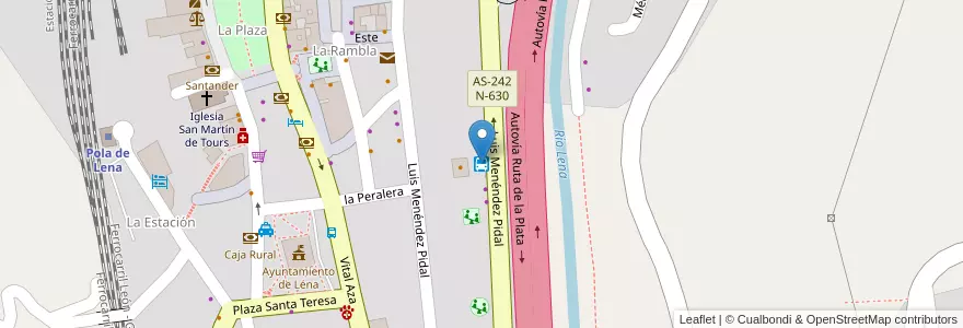 Mapa de ubicacion de Estación de Autobuses en スペイン, アストゥリアス州, アストゥリアス州, Lena.