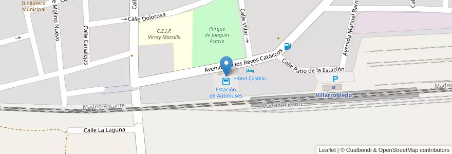 Mapa de ubicacion de Estación de Autobuses en Spain, Castile-La Mancha, Albacete, Villarrobledo.