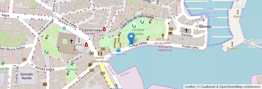 Mapa de ubicacion de Estación de Autobuses de Bermeo (Portua) en İspanya, Bask Bölgesi, Bizkaia, Busturialdea-Urdaibai, Bermeo.