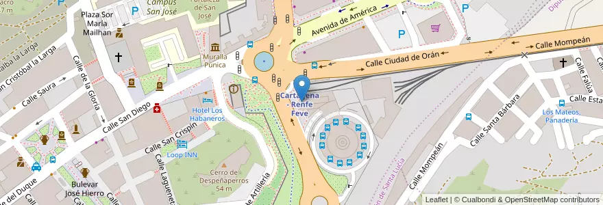 Mapa de ubicacion de Estación de Autobuses de Cartagena en Spagna, Región De Murcia, Región De Murcia, Campo De Cartagena Y Mar Menor, Cartagena.