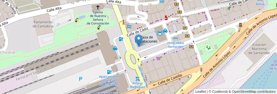 Mapa de ubicacion de Estación de Autobuses de Santander en Spagna, Cantabria, Cantabria, Santander, Santander.