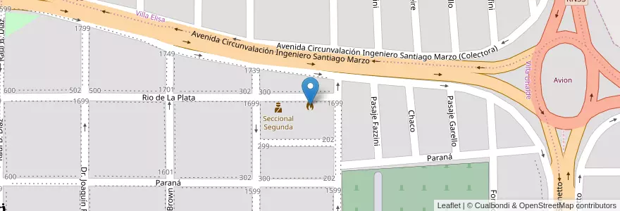 Mapa de ubicacion de Estación de Bomberos en アルゼンチン, ラ・パンパ州, Municipio De Santa Rosa, Departamento Capital, Santa Rosa.