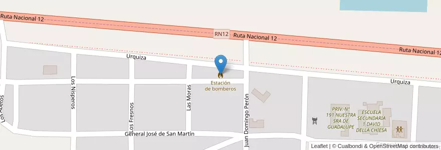 Mapa de ubicacion de Estación de bomberos en الأرجنتين, إنتري ريوس, Departamento Islas Del Ibicuy, Distrito Ceibas, Ceibas.
