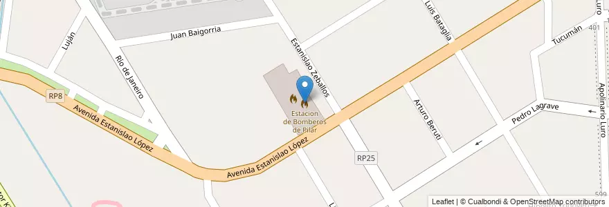 Mapa de ubicacion de Estacion de Bomberos de Pilar en Arjantin, Buenos Aires, Partido Del Pilar, Pilar.