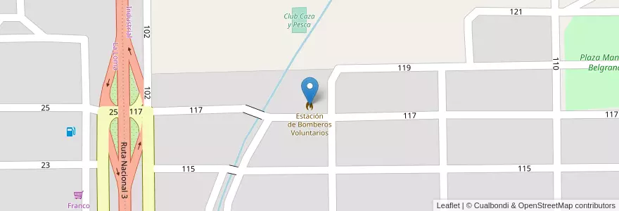 Mapa de ubicacion de Estación de Bomberos Voluntarios en آرژانتین, استان ریو نگرو، آرژانتین, Departamento San Antonio, Sierra Grande, Sierra Grande.