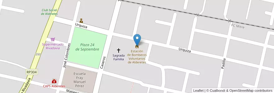 Mapa de ubicacion de Estación de Bomberos Voluntarios de Alderetes en 阿根廷, Tucumán, Departamento Cruz Alta, Alderetes.