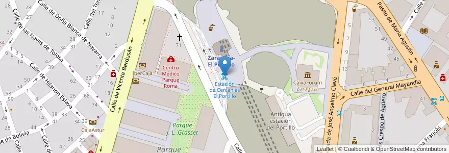 Mapa de ubicacion de Estación de Cercanías El Portillo en España, Aragón, Zaragoza, Zaragoza, Zaragoza.
