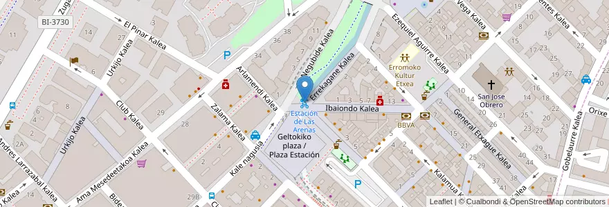 Mapa de ubicacion de Estación de Las Arenas en Sepanyol, Negara Basque, Bizkaia, Bilboaldea, Getxo.