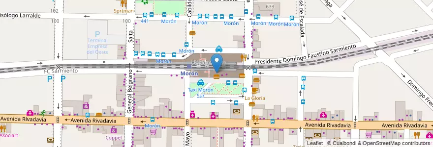 Mapa de ubicacion de Estacion de Morón en 阿根廷, 布宜诺斯艾利斯省, Partido De Morón, Morón.