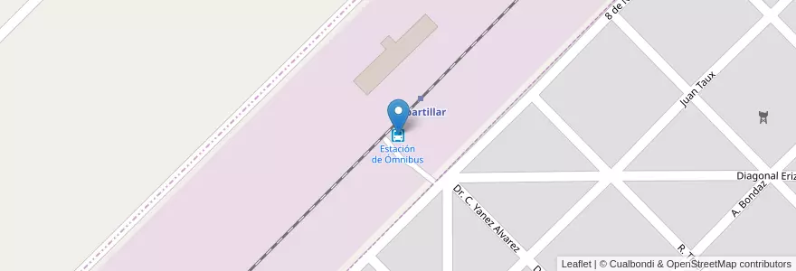 Mapa de ubicacion de Estación de Ómnibus en Arjantin, Buenos Aires, Partido De Adolfo Alsina.