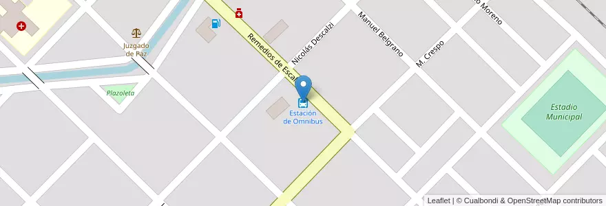 Mapa de ubicacion de Estación de Omnibus en 아르헨티나, 리오네그로주, Departamento Valcheta, Valcheta, Valcheta.