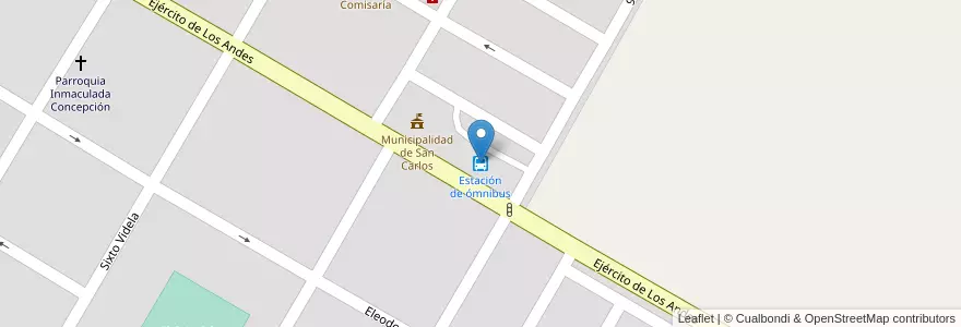 Mapa de ubicacion de Estación de ómnibus en アルゼンチン, チリ, メンドーサ州, Departamento San Carlos, Distrito La Consulta.