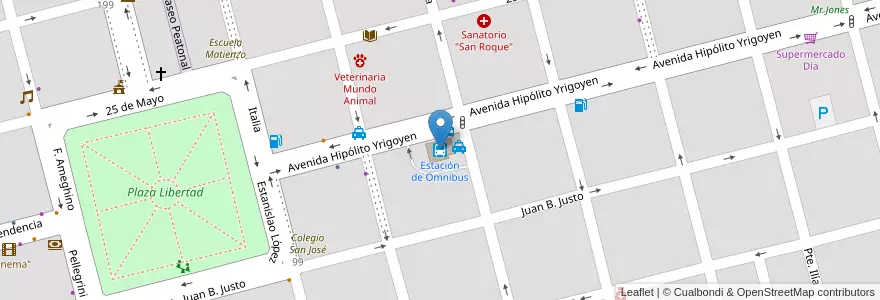 Mapa de ubicacion de Estación de Omnibus en Argentine, Santa Fe, Departamento Castellanos, Municipio De Sunchales.
