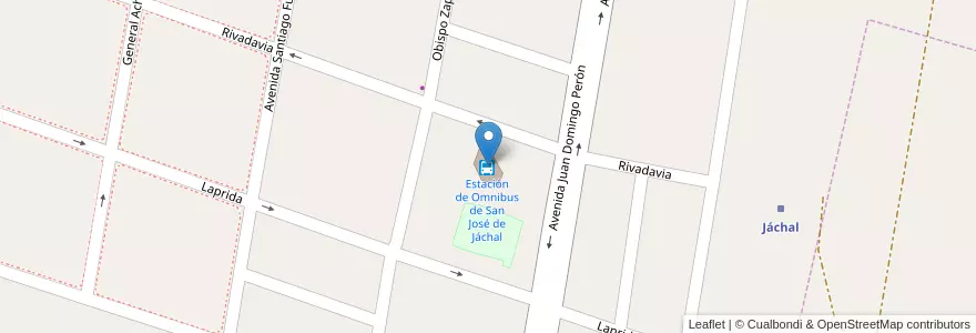 Mapa de ubicacion de Estación de Omnibus de San José de Jáchal en Argentinien, Chile, San Juan, San José De Jáchal.