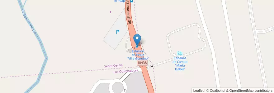 Mapa de ubicacion de Estación de Peaje "Villa Giardino" en 阿根廷, Córdoba, Departamento Punilla, Pedanía San Antonio, Municipio De Villa Giardino, Villa Giardino.