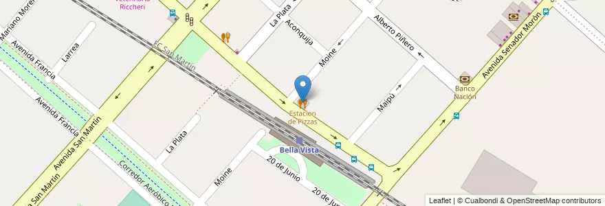 Mapa de ubicacion de Estacion de Pizzas en الأرجنتين, بوينس آيرس, Partido De San Miguel, Bella Vista.