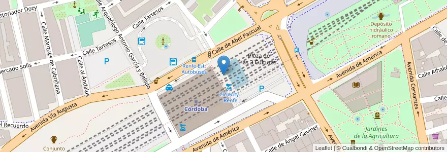 Mapa de ubicacion de Estacion de Renfe en スペイン, アンダルシア州, コルドバ, コルドバ.
