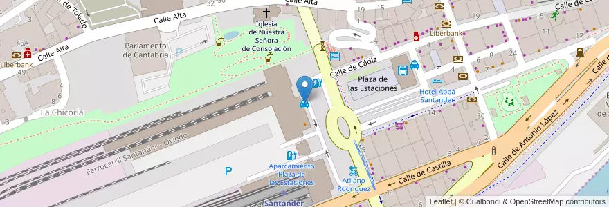 Mapa de ubicacion de Estación de RENFE en Espagne, Cantabrie, Cantabria, Santander, Santander.