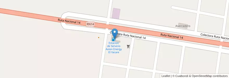 Mapa de ubicacion de Estacion de Servicio Axion Energy El Yacare en Argentinië, Corrientes, Departamento General Alvear, Municipio De Alvear.