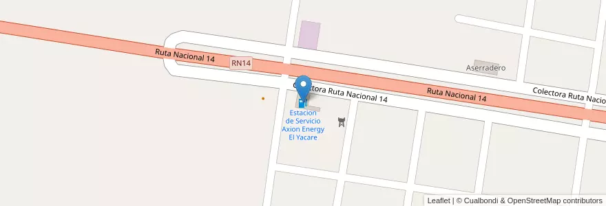 Mapa de ubicacion de Estacion de Servicio Axion Energy El Yacare en Arjantin, Corrientes, Departamento General Alvear, Municipio De Alvear.