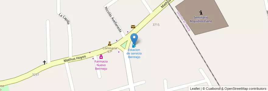 Mapa de ubicacion de Estacion de servicio Bermejo en Аргентина, Чили, Мендоса, Departamento Guaymallén, Distrito El Bermejo.
