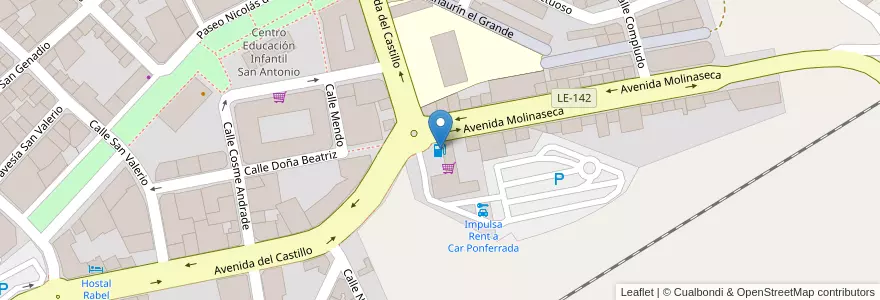 Mapa de ubicacion de Estación de Servicio La Peregrina en إسبانيا, قشتالة وليون, ليون, El Bierzo, Ponferrada.