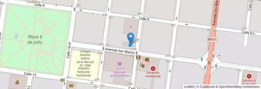 Mapa de ubicacion de Estacion de Servicio YPF en آرژانتین, سانتافه, Departamento General Obligado, Municipio De Avellaneda.