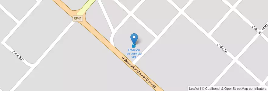 Mapa de ubicacion de Estación de servicio YPF en Arjantin, Buenos Aires, Partido De General Belgrano, General Belgrano.