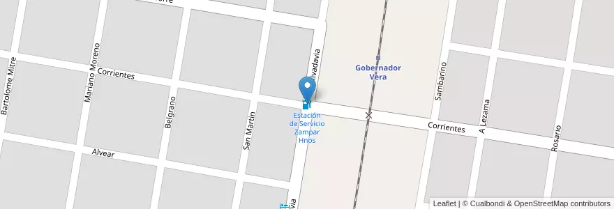 Mapa de ubicacion de Estación de Servicio Zampar Hnos en الأرجنتين, سانتا في, Departamento Vera, Municipio De Vera, Vera.