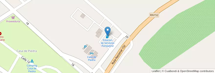 Mapa de ubicacion de Estacion de Servicios Pampetrol en Аргентина, Ла-Пампа, Comisión De Fomento De Casa De Piedra, Departamento Puelén.