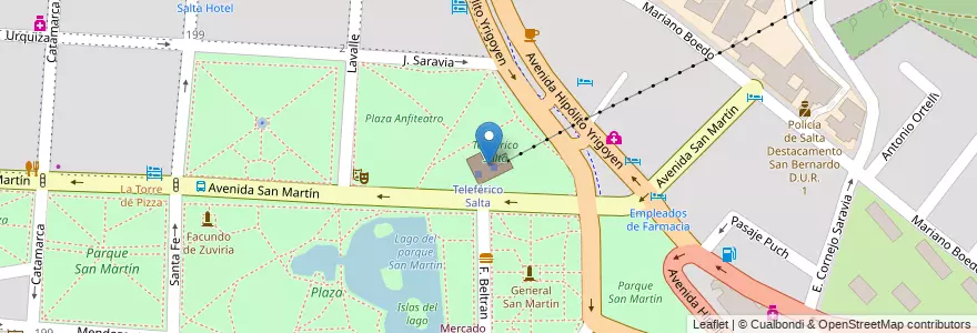 Mapa de ubicacion de Estación de Teleférico San Bernardo en 아르헨티나, Salta, Capital, Municipio De Salta, Salta.