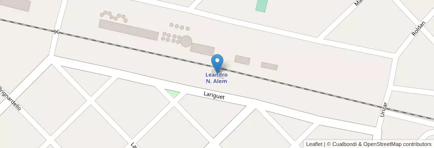 Mapa de ubicacion de Estación de Tren Alem en 阿根廷, 布宜诺斯艾利斯省, Partido De Leandro N. Alem.