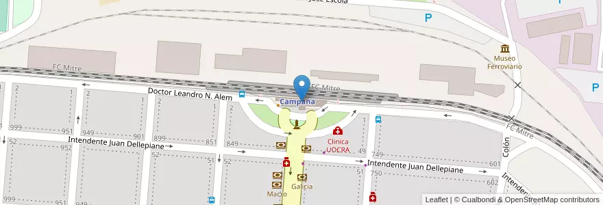 Mapa de ubicacion de Estacion de Tren Campana en Arjantin, Buenos Aires, Partido De Campana.