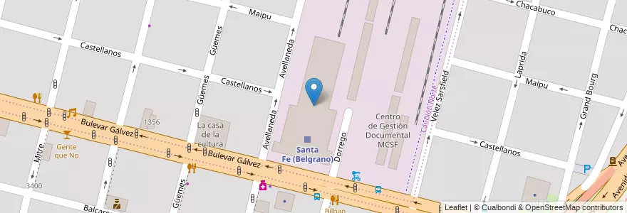 Mapa de ubicacion de Estación de Trenes Manuel Belgrano en 阿根廷, Santa Fe, Departamento La Capital, Santa Fe Capital, Santa Fe.