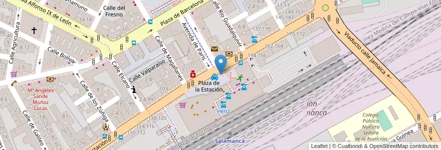 Mapa de ubicacion de Estación de trenes (Vialia) en إسبانيا, قشتالة وليون, شلمنقة, دائرة شلمنقة, شلمنقة.