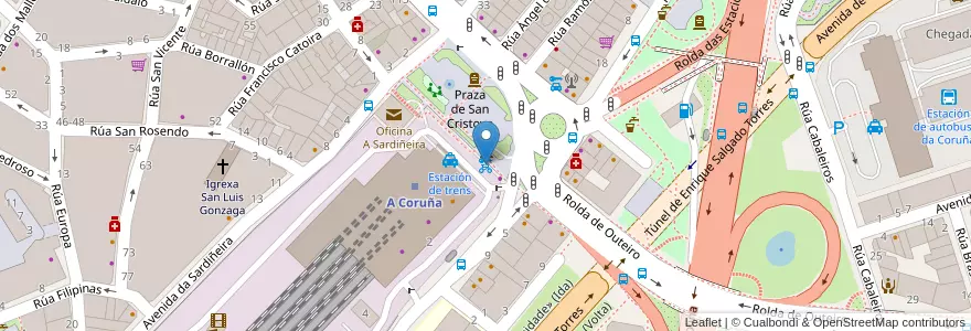 Mapa de ubicacion de Estación de trens en Spanien, Galicien, A Coruña, A Coruña, A Coruña.