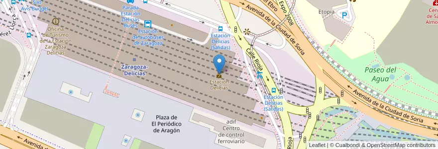 Mapa de ubicacion de Estación Delicias en España, Aragón, Zaragoza, Zaragoza, Zaragoza.