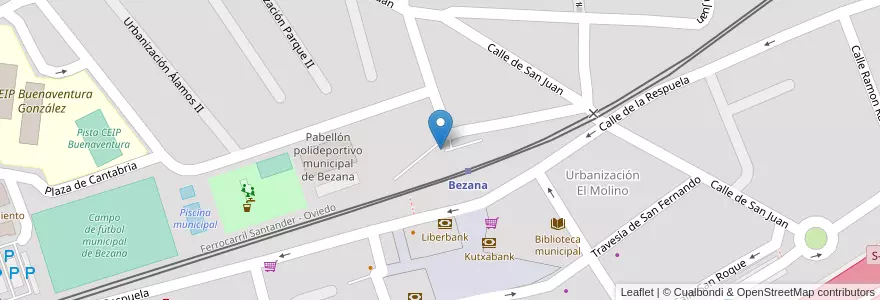 Mapa de ubicacion de Estación FEVE de Bezana en 스페인, Cantabria, Cantabria, Santander, Santa Cruz De Bezana.