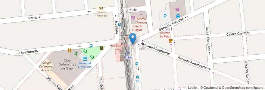 Mapa de ubicacion de Estación Glew Este en Argentinien, Provinz Buenos Aires, Partido De Almirante Brown, Glew.