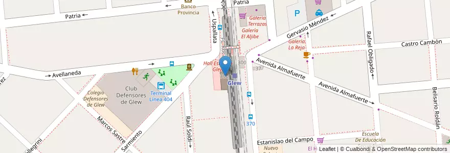 Mapa de ubicacion de Estación Glew Oeste en الأرجنتين, بوينس آيرس, Partido De Almirante Brown, Glew.