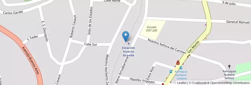 Mapa de ubicacion de Estación Huerta Grande en Аргентина, Кордова, Departamento Punilla, Pedanía San Antonio, Municipio De Huerta Grande.