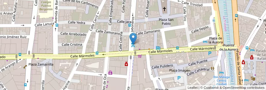 Mapa de ubicacion de Estación Málaga Bici Est. 18 - Calle Jaboneros en Espagne, Andalousie, Malaga, Málaga-Costa Del Sol, Málaga.