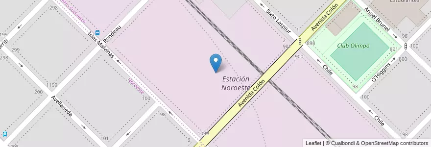 Mapa de ubicacion de Estación Noroeste en Argentinien, Provinz Buenos Aires, Partido De Bahía Blanca, Bahía Blanca.