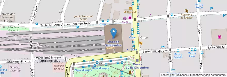 Mapa de ubicacion de Estación Once de Septiembre, Balvanera en Argentine, Ciudad Autónoma De Buenos Aires, Comuna 3, Buenos Aires.