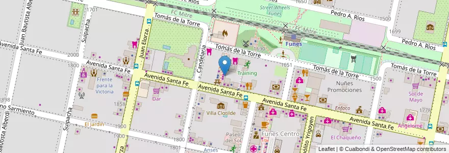 Mapa de ubicacion de Estación Online en 阿根廷, Santa Fe, Departamento Rosario, Municipio De Funes, Funes.